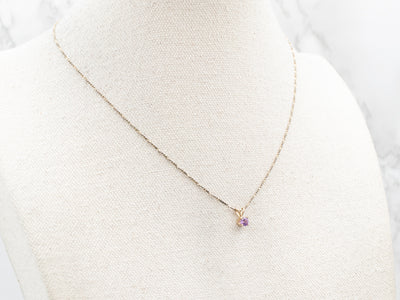 Yellow Gold Pink Sapphire Solitaire Pendant
