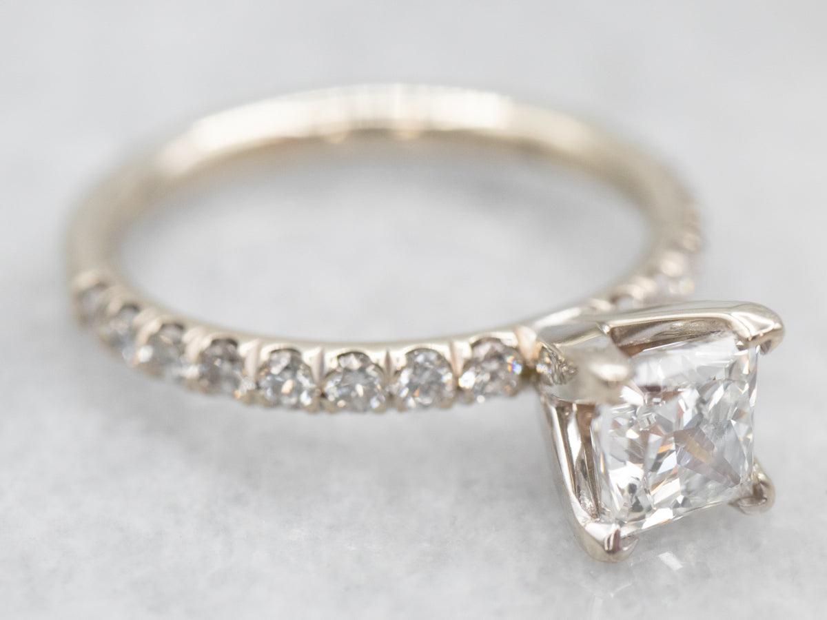 Modern Princess Cut Diamond Engagement Ring with Diamond Accents