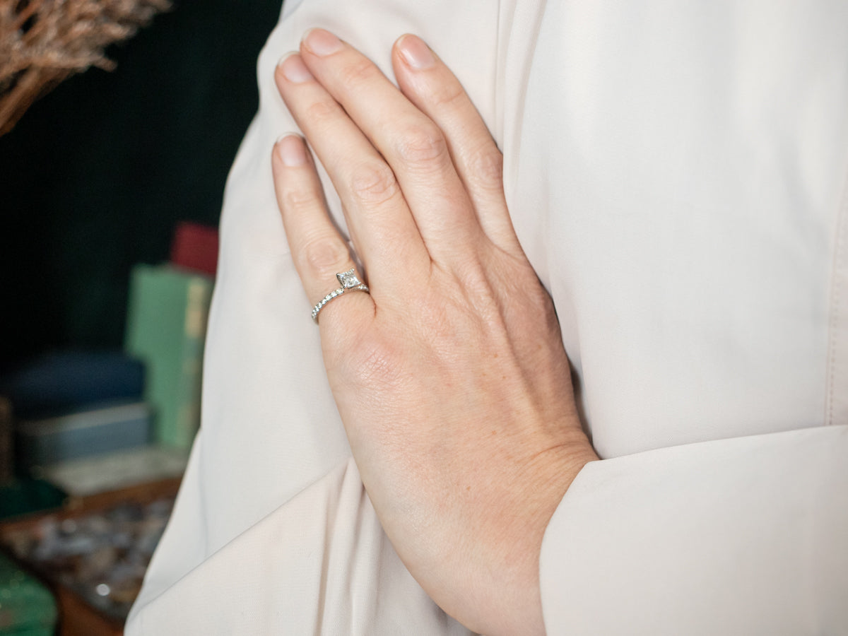 Modern Princess Cut Diamond Engagement Ring with Diamond Accents