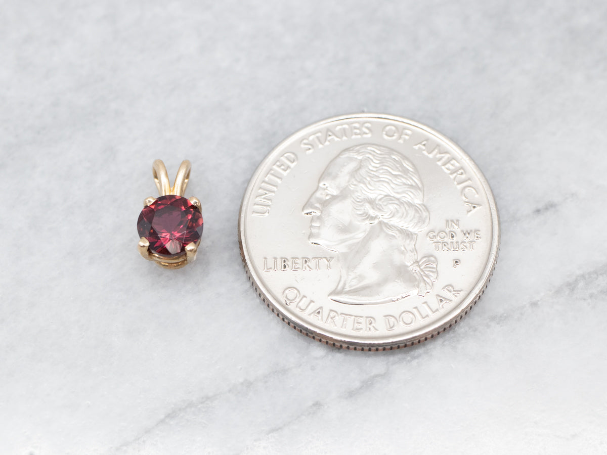Exquisite Yellow Gold Pink Tourmaline Solitaire Pendant