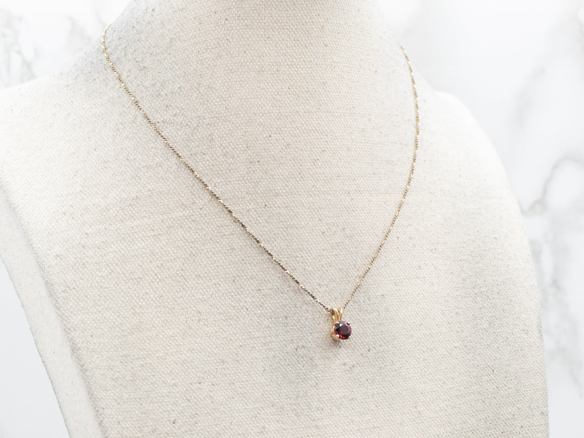 Exquisite Yellow Gold Pink Tourmaline Solitaire Pendant