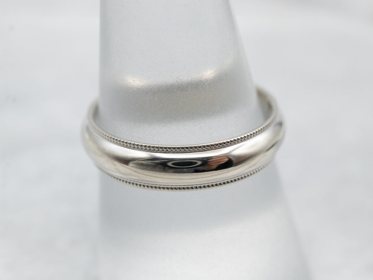 White Gold Milgrain Edge Wedding Band