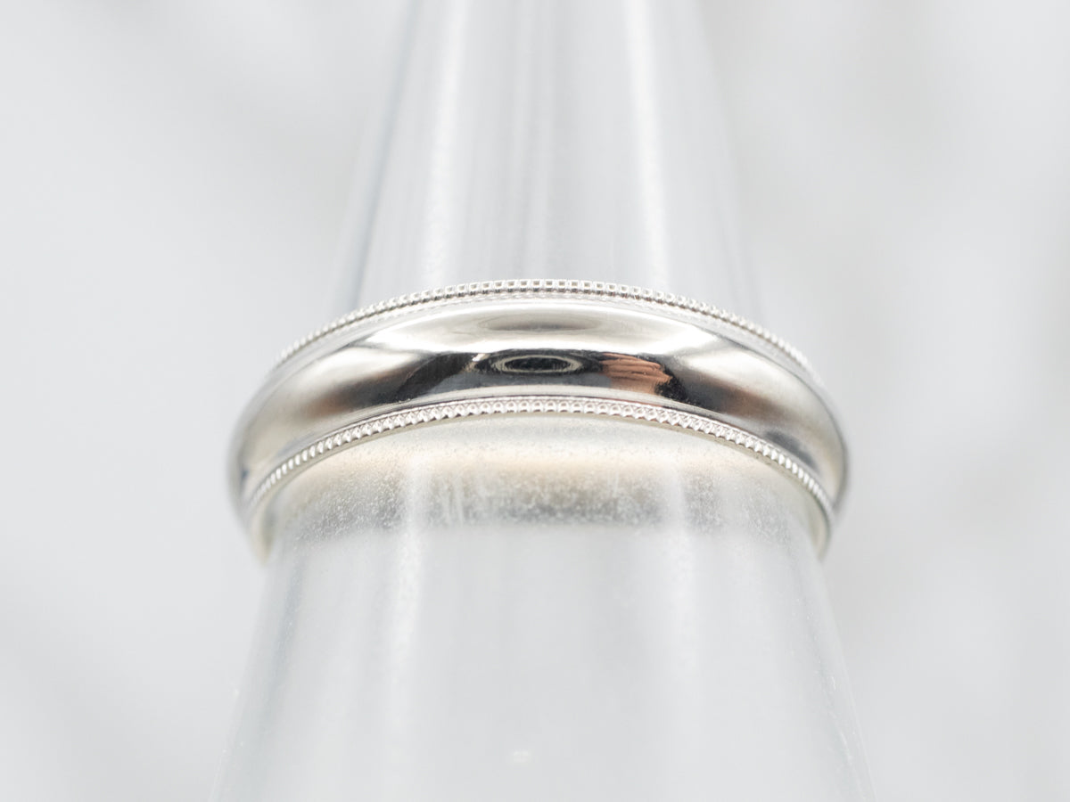 White Gold Milgrain Edge Wedding Band