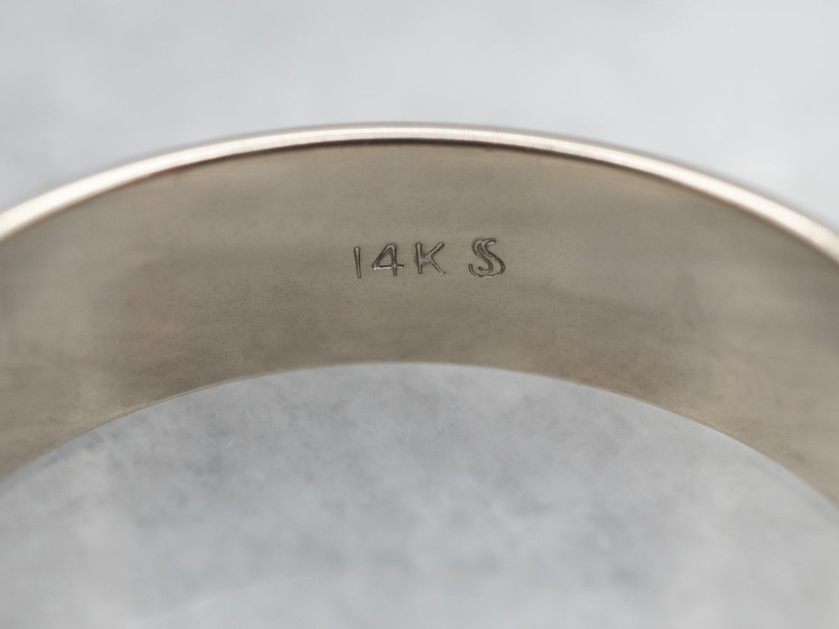 Vintage White Gold Milgrain Edge Wedding Band