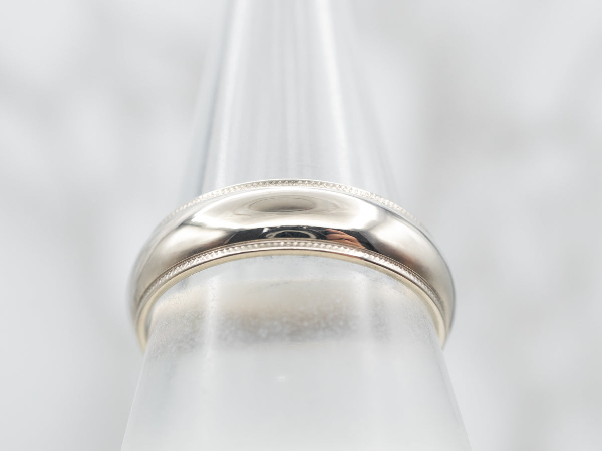 Vintage White Gold Milgrain Edge Wedding Band