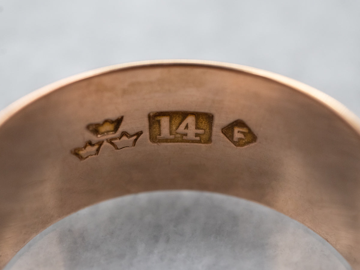 Wide Antique Rose Gold Unisex Band