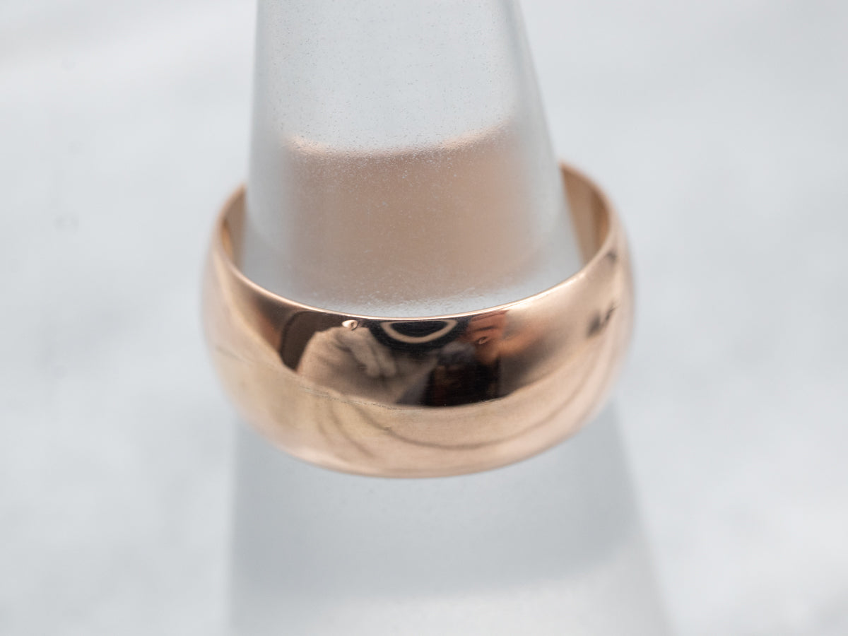 Wide Antique Rose Gold Unisex Band