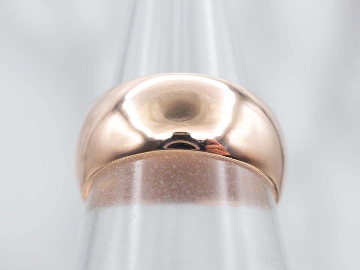 Wide Antique Rose Gold Unisex Band