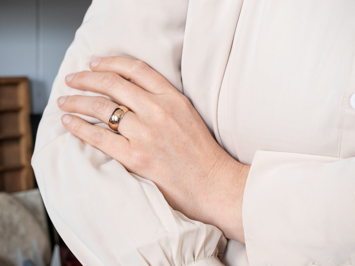 Wide Antique Rose Gold Unisex Band