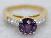 Purple Sapphire and Diamond Mix Metal Engagement Ring