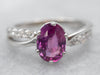 Pretty Pink Sapphire and Diamond Engagement Ring