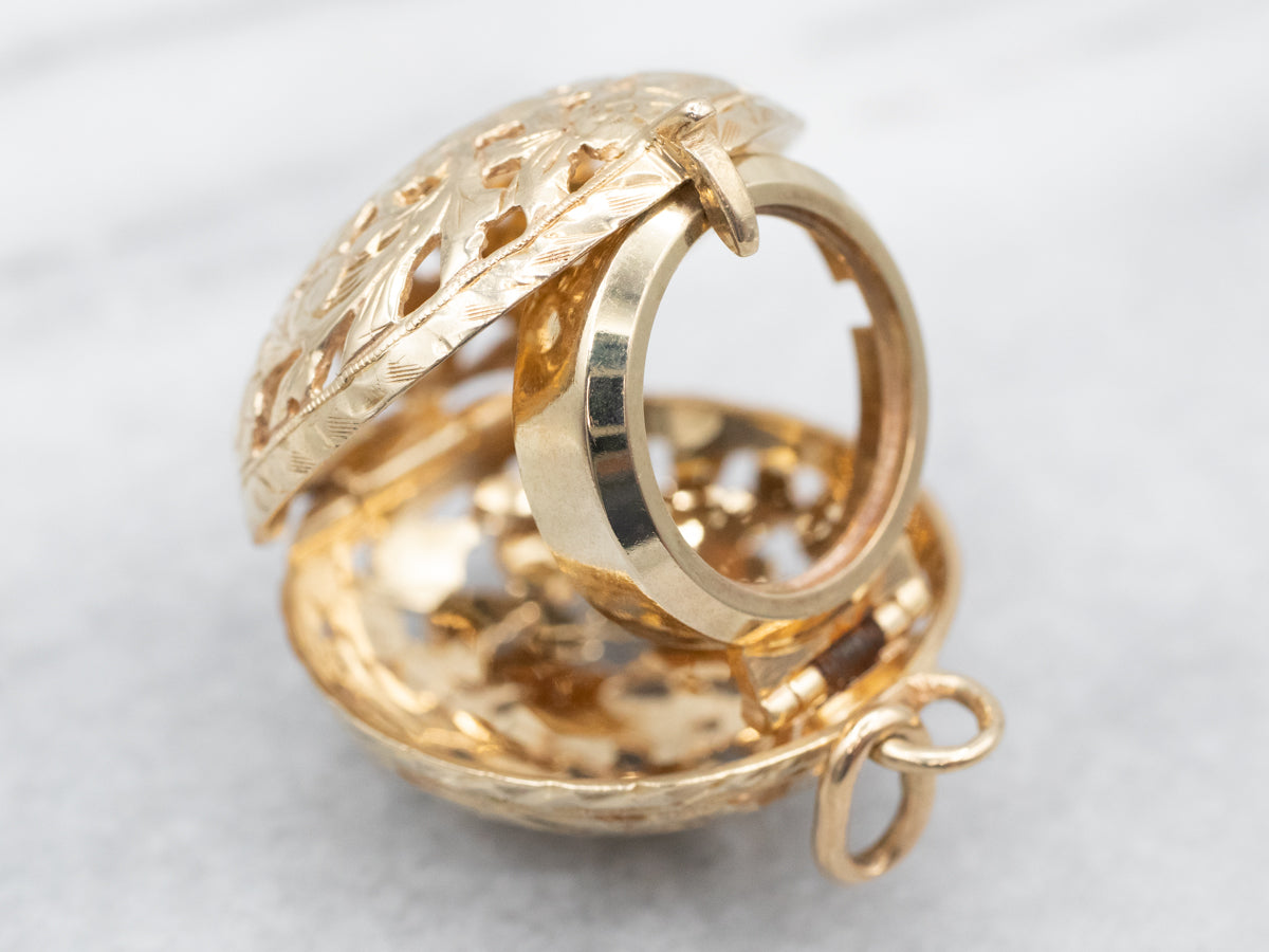 Floral Gold Filigree Watch Locket