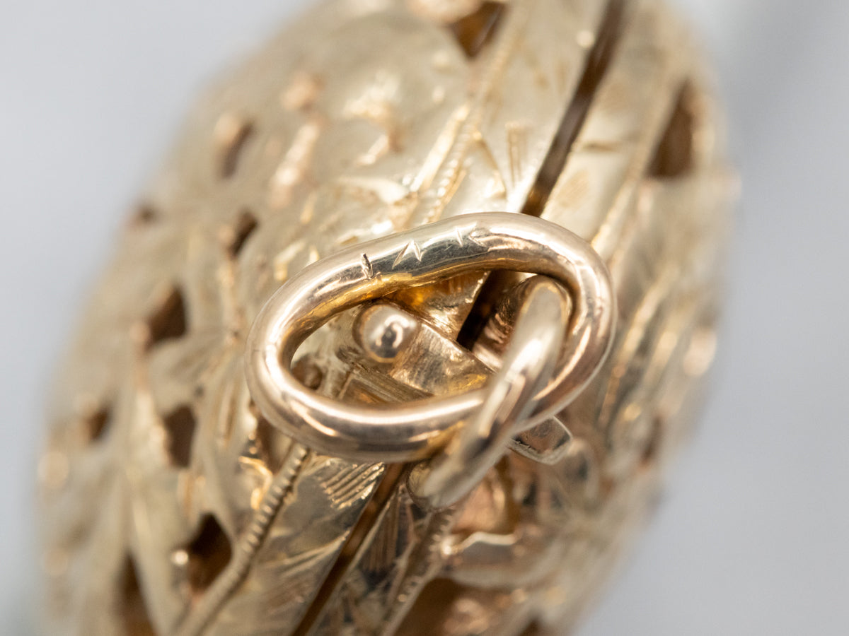 Floral Gold Filigree Watch Locket