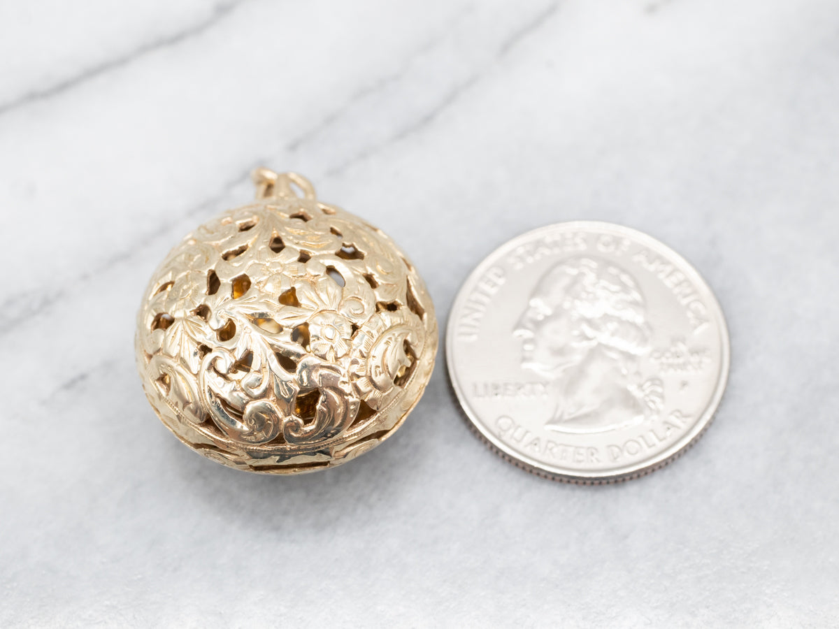 Floral Gold Filigree Watch Locket