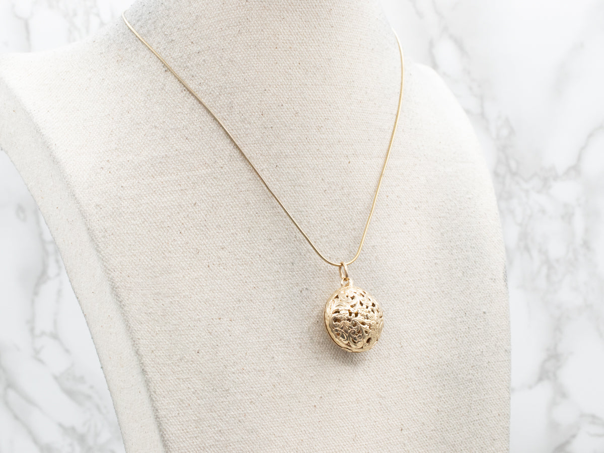 Floral Gold Filigree Watch Locket
