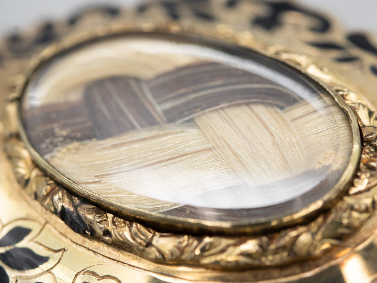 Rare Victorian Gold and Enamel Mourning Jewelry
