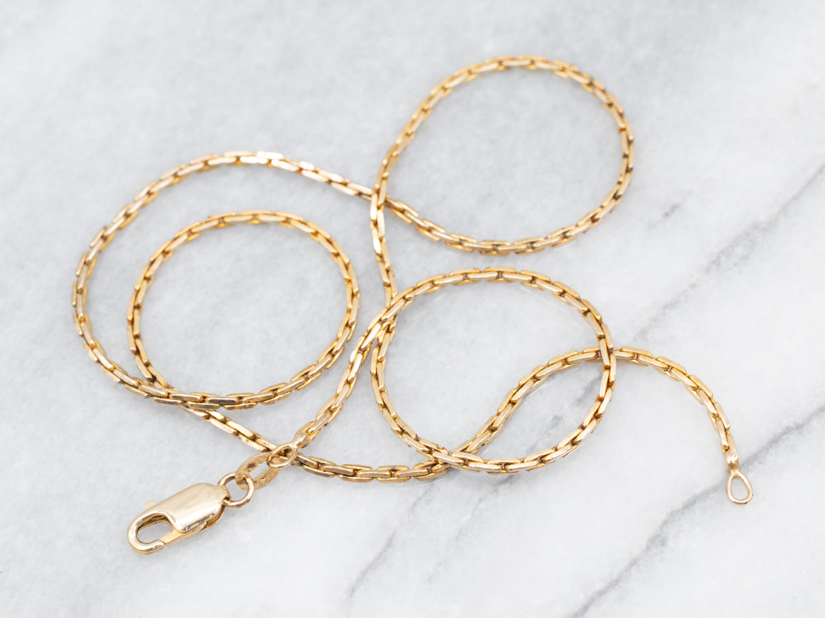 Elongated Italian Gold Rectangle Link Chain