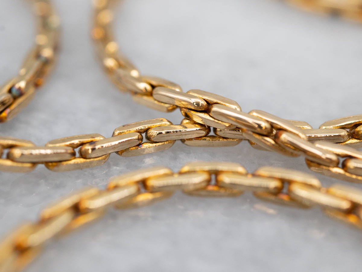 Elongated Italian Gold Rectangle Link Chain