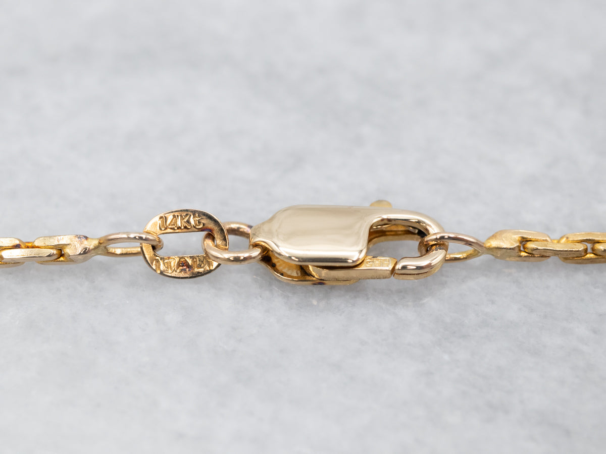 Elongated Italian Gold Rectangle Link Chain