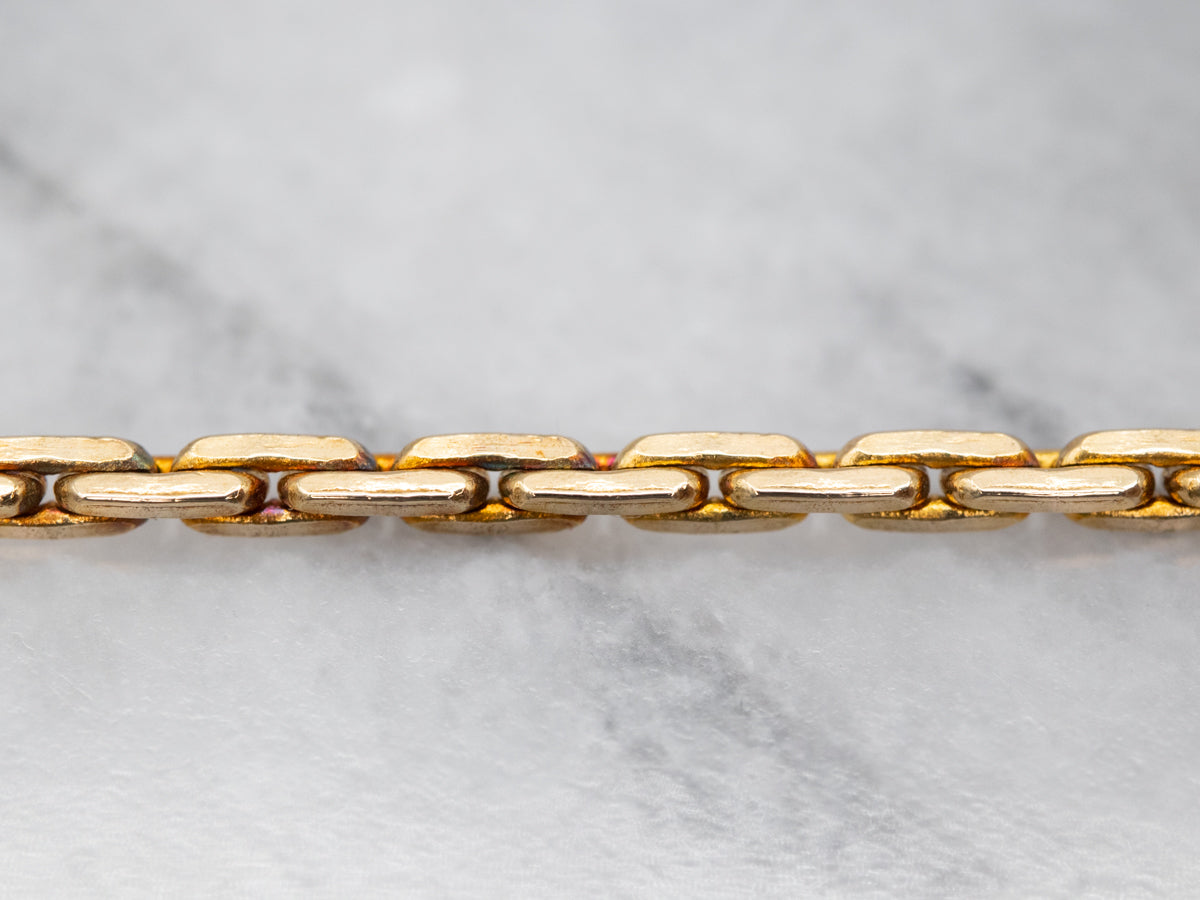 Elongated Italian Gold Rectangle Link Chain