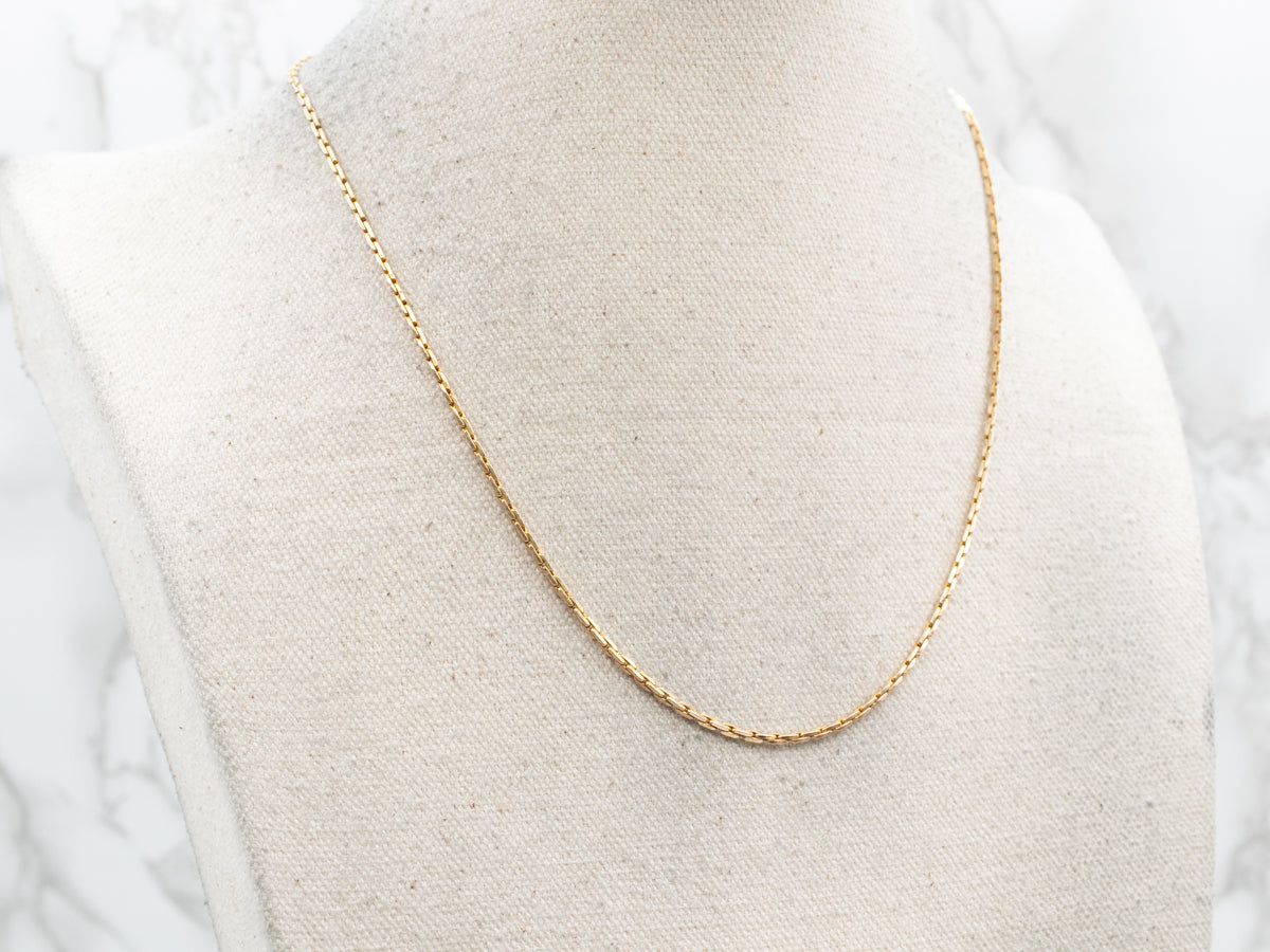 Elongated Italian Gold Rectangle Link Chain