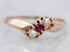 Antique Ruby and Old Mine Cut Diamond Ring