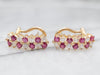 Gold Ruby and Diamond Drop Earrings