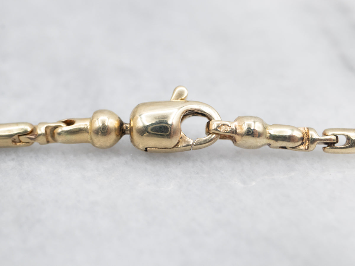 Yellow Gold Tubular Link Chain with Lobster Clasp