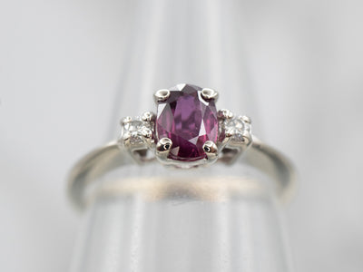 White Gold Ruby Ring with Diamond Accents