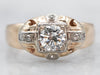 Sophisticated Two Tone Diamond Engagement Ring with Diamond Accents