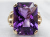 Stunning Yellow Gold Amethyst Solitaire Cocktail Ring