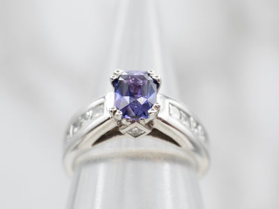 Brilliant Modern Purple Sapphire Engagement Ring with Diamond Accents
