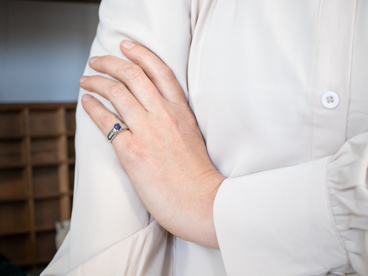 Brilliant Modern Purple Sapphire Engagement Ring with Diamond Accents