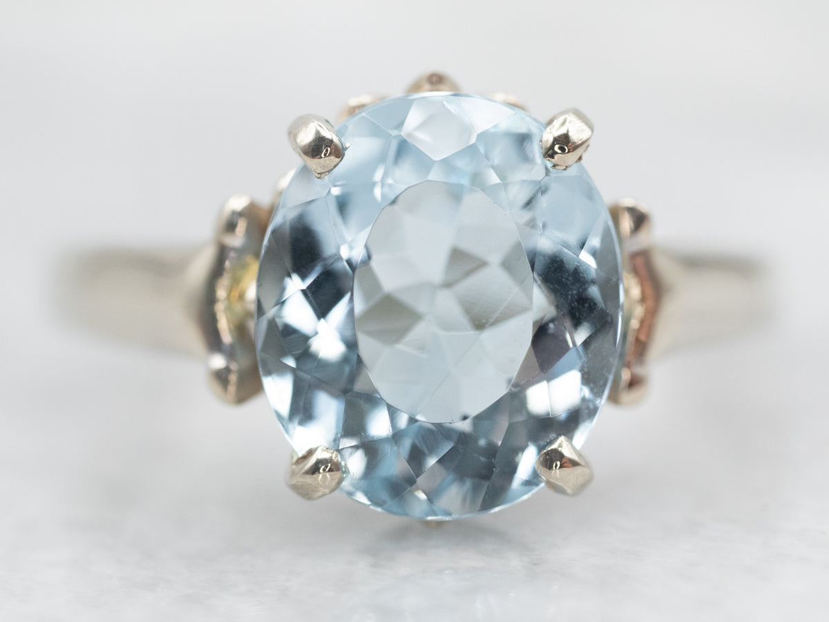 Anillo Solitario Aguamarina Oro Blanco