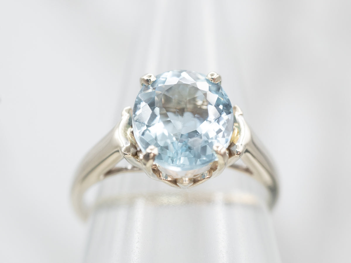 Anillo Solitario Aguamarina Oro Blanco