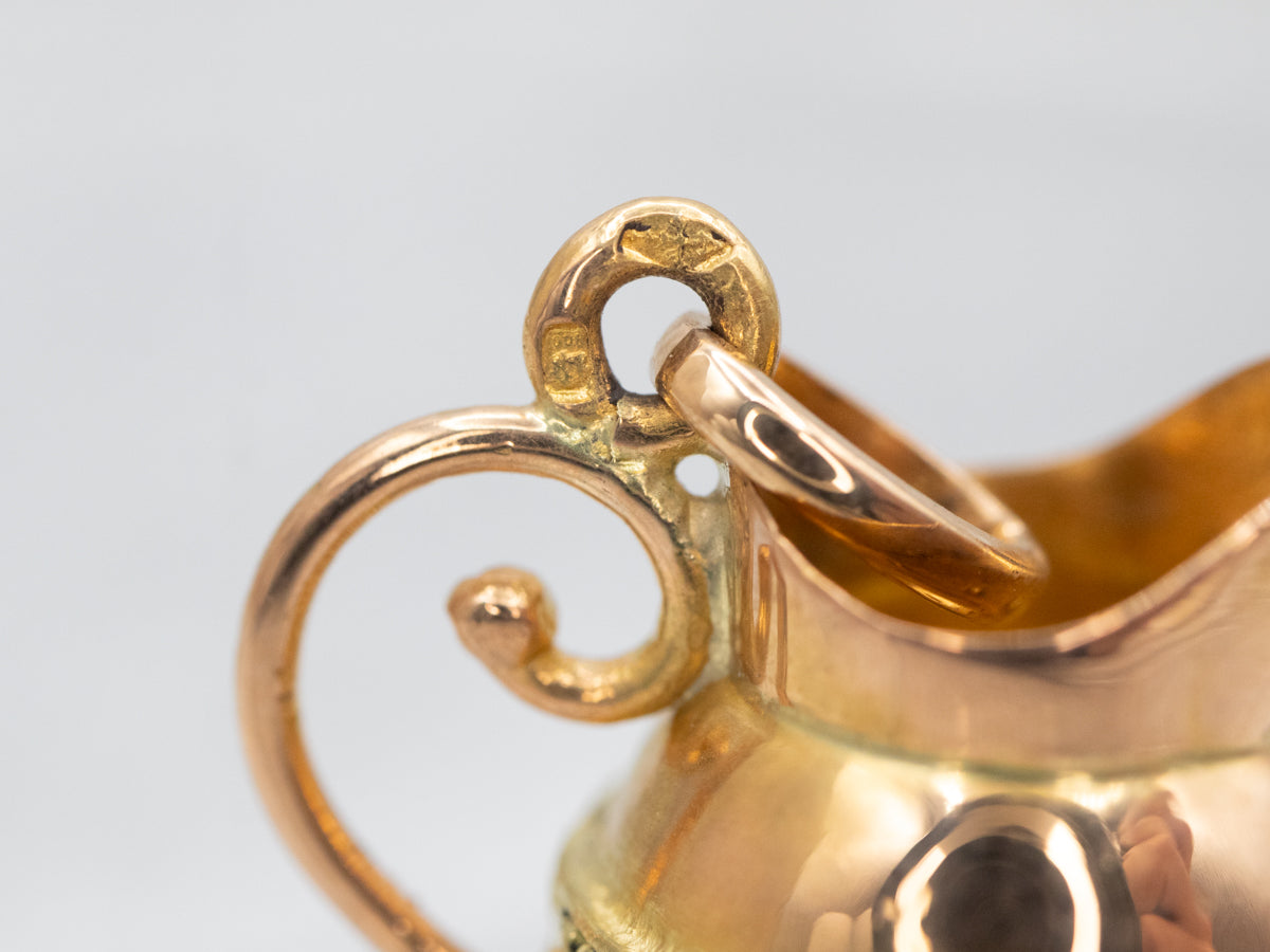 Two Tone Gold Vintage Citrine Gemstone Pitcher Charm