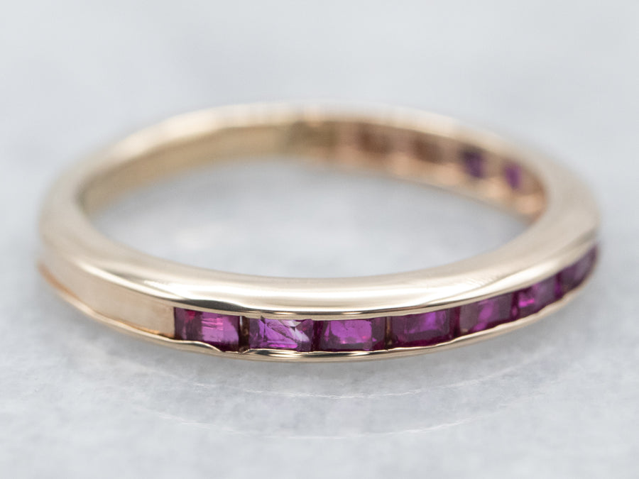 Yellow Gold Synthetic Ruby Band