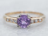 Two Tone Gold Pink-Purple Sapphire Ring with Diamond Accents