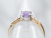Two Tone Gold Pink-Purple Sapphire Ring with Diamond Accents