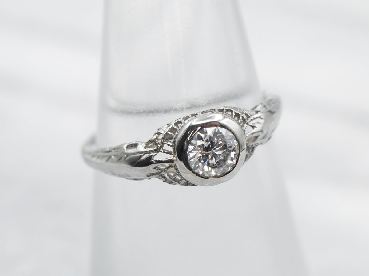 Art Deco Diamond Solitaire Engagement Ring