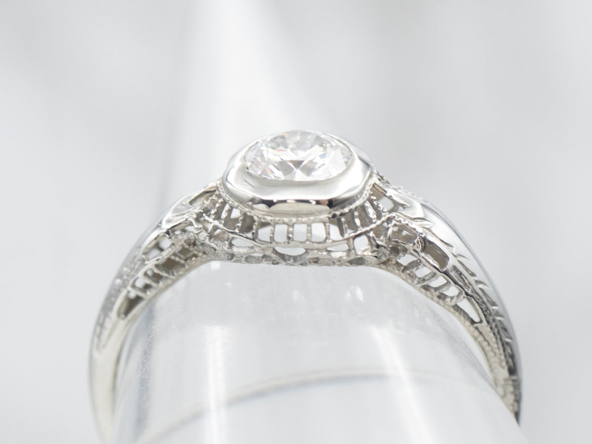 Art Deco Diamond Solitaire Engagement Ring