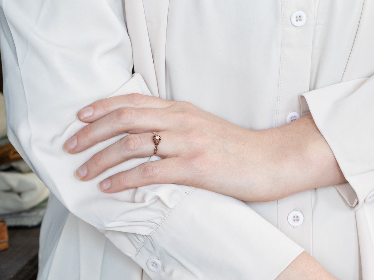 Antique Old Mine Cut Diamond Buttercup Solitaire Ring