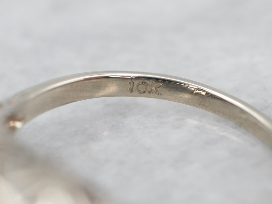 Unique White Gold Blue Zircon Solitaire Ring