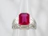 Chic White Gold Bezel Set Synthetic Ruby Solitaire Ring