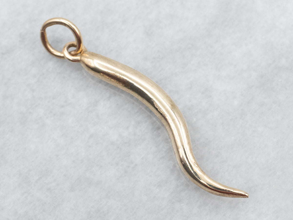 Yellow Gold Italian Horn Pendant