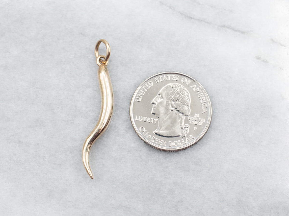 Yellow Gold Italian Horn Pendant