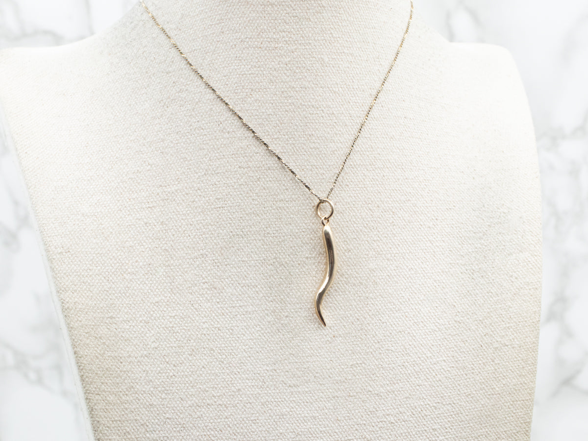 Yellow Gold Italian Horn Pendant