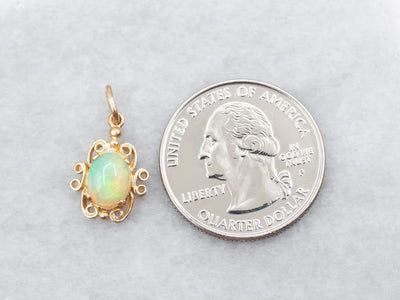 Scrolling Opal and Gold Pendant