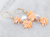Pink Coral and Keshi Pearl Beaded Drop Earrings