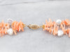 Vintage Pink Coral and Keshi Pearl Double Strand Beaded Necklace